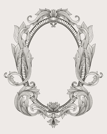 vintage baroque frame with flora ornamentのイラスト素材