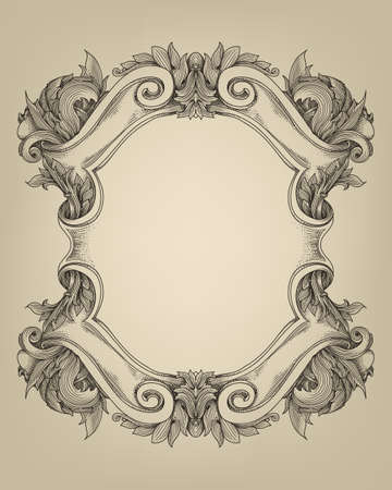 vintage baroque frame with flora ornamentのイラスト素材