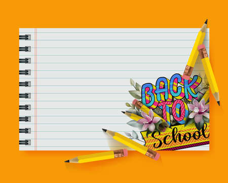 a note paper with yellow pencils and drawing education icon