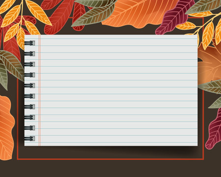 Autumn design background with note paper templateのイラスト素材