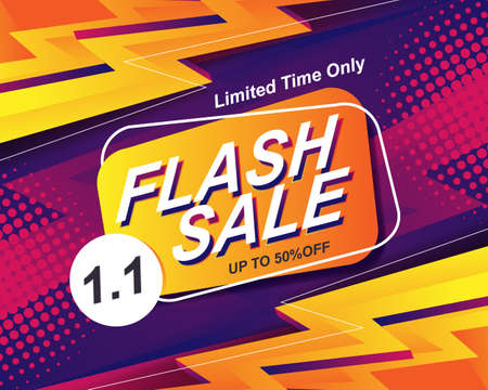 Flash Sale banner background template for 1.1 sale eventのイラスト素材