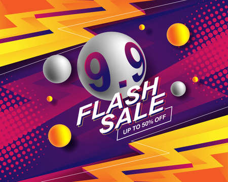 Flash Sale banner background template for 9.9 sale eventのイラスト素材