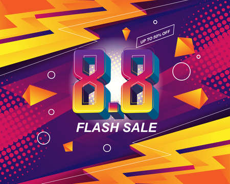 Flash Sale banner background template for 8.8 sale eventのイラスト素材