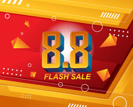 Flash Sale banner background template for 8.8 sale eventのイラスト素材