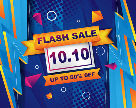 Flash Sale banner background template for 10.10 sale eventのイラスト素材