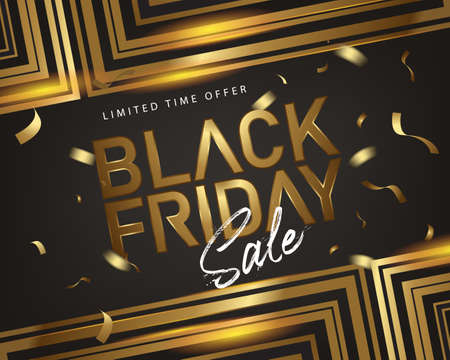 elegant golden black background for Black Friday eventのイラスト素材