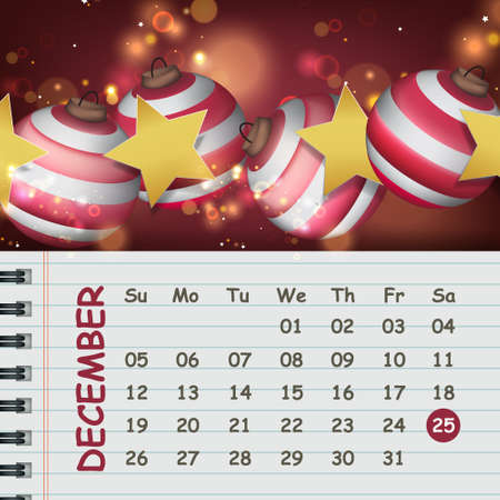 Christmas poster with Christmas ball and blank note paperのイラスト素材