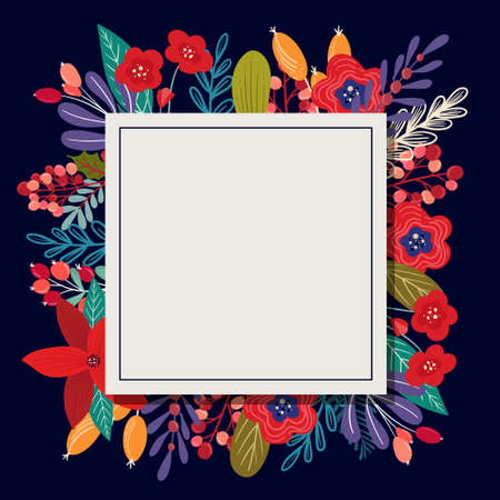 Winter leaves background with white badgeのイラスト素材