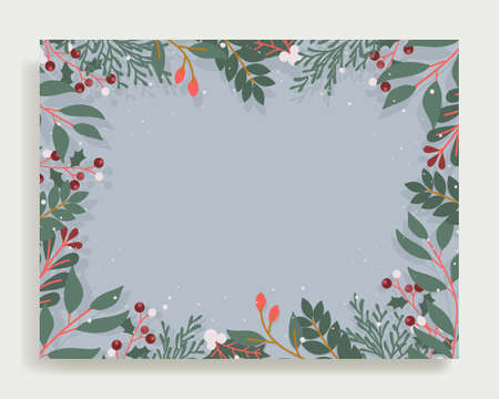 Christmas poster background with ornament borderのイラスト素材
