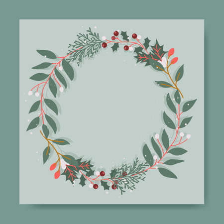 Christmas wreath with ornament frameのイラスト素材