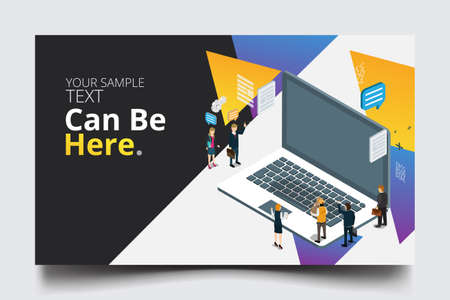 business success technology isometric banner with copy space