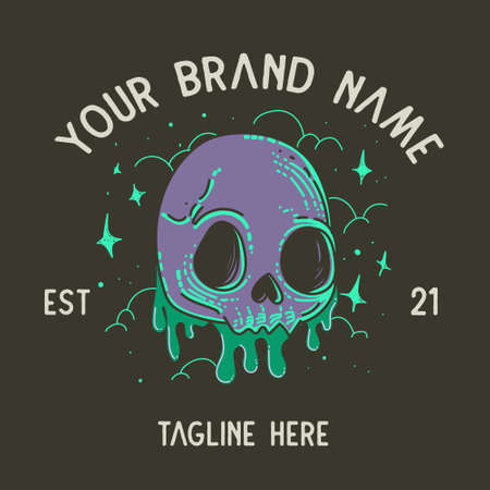 venom skull drawing with acid for shirt designのイラスト素材