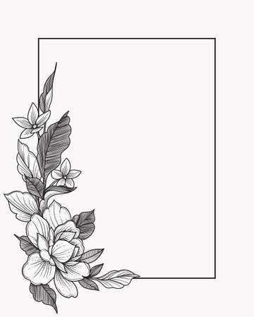 wedding frame decoration with beautiful flora ornamentsのイラスト素材