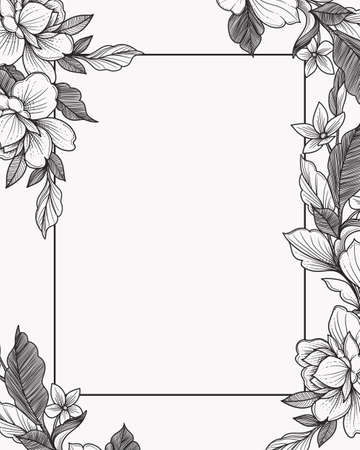 wedding frame decoration with beautiful flora ornamentsのイラスト素材