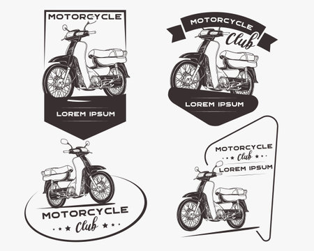 vintage motorcycle club logo setのイラスト素材