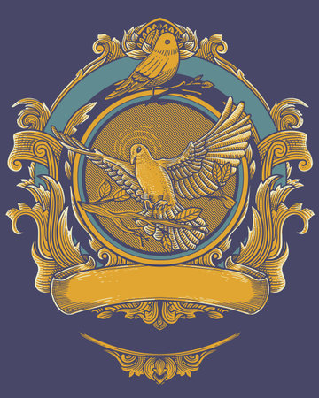 Classic heraldic shield frame with ornamentのイラスト素材
