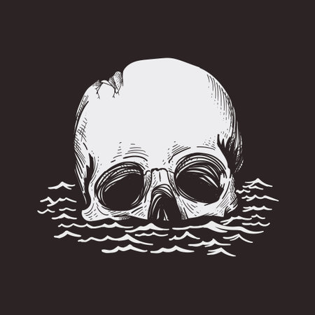 skull head chill on waterのイラスト素材
