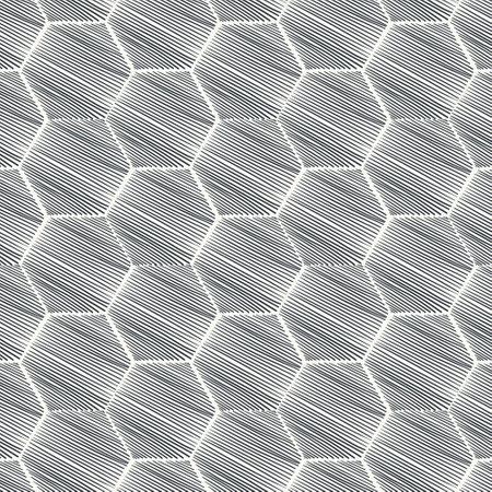 Seamless geometric pattern with hexagons. Monochrome texture.のイラスト素材