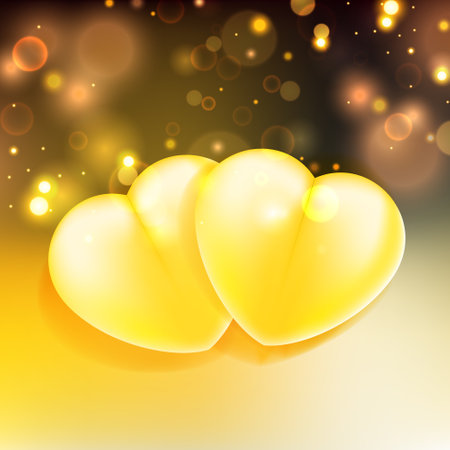 Valentine's day background with golden hearts. Vector illustration.のイラスト素材