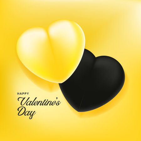 Valentines day background with black and yellow hearts. Vector illustration.のイラスト素材