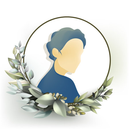 Illustration of a woman with a wreath on a white backgroundのイラスト素材
