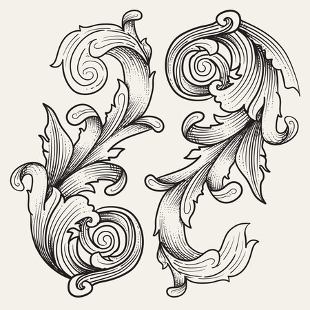 Hand drawn doodle of vintage baroque ornamentのイラスト素材