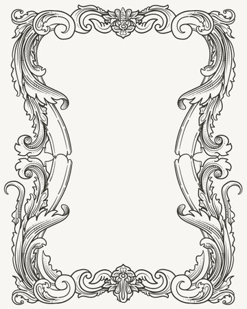 Vintage baroque frame with ornament in Victorian style. Vector illustration.のイラスト素材