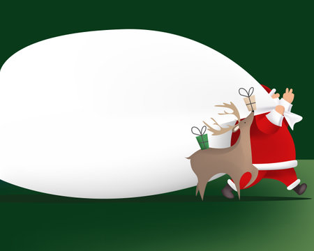 Santa Claus and reindeer with blank white banner. Vector illustrationのイラスト素材