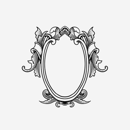 Vintage frame in Victorian style. Ornate element for design. Vector illustration.のイラスト素材