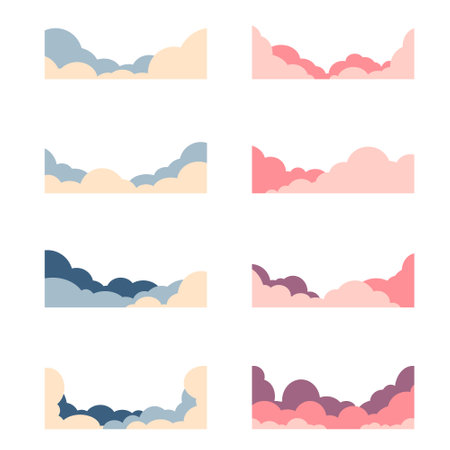 Set of different frame clouds in flat style. Vector illustration for your design.のイラスト素材