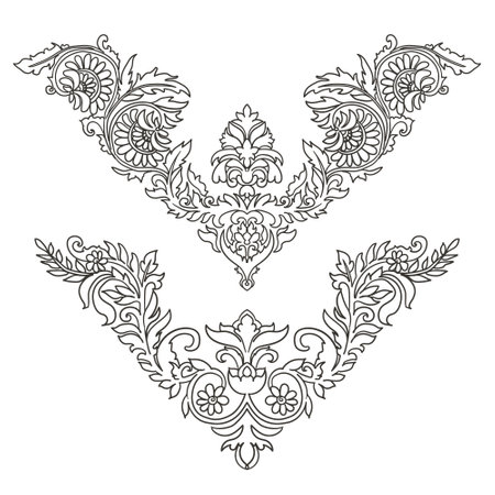 Vector set of baroque ornament in Victorian style. Elements for design.のイラスト素材