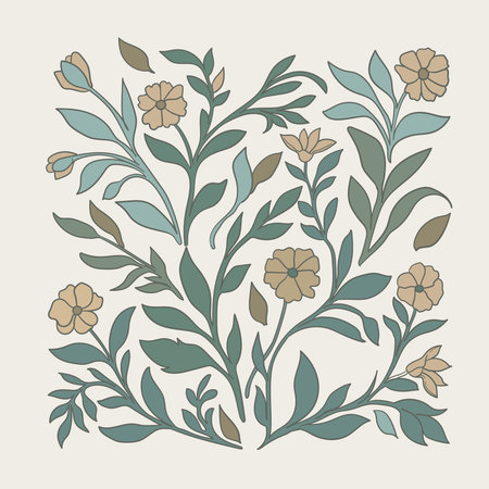 Floral pattern with flowers, leaves and branches. Vector illustration.のイラスト素材