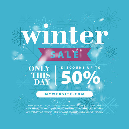 Winter sale banner template with snowflakes and blue background. Vector illustration.のイラスト素材