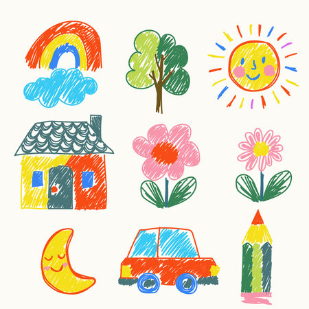 Set of cute hand drawn doodle elements. Vector illustration.のイラスト素材