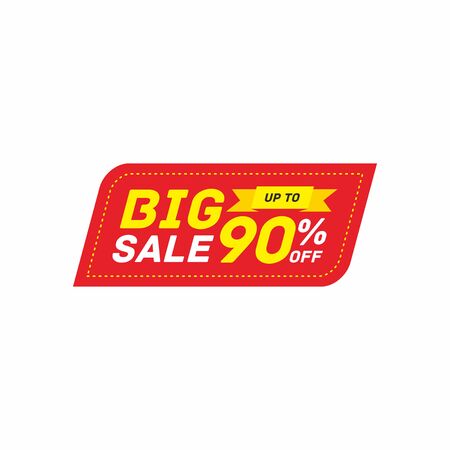 big sale 90% OFF Discount. Sale Tag Isolated Illustration. Discount Offer Price Label, Price Discount Symbol.のイラスト素材