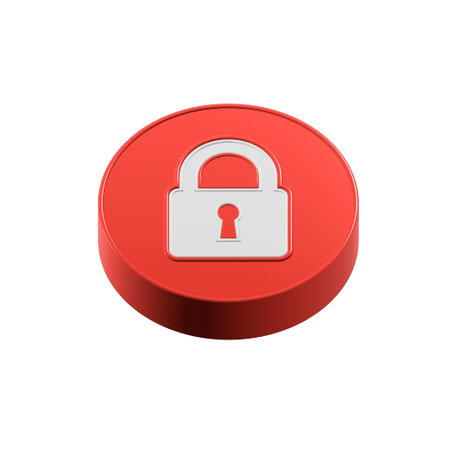 Lock icon on white background, 3d rendering. Computer digital drawing.の写真素材