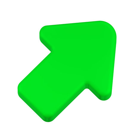 Green arrow. Isolated on white background. 3D illustration.