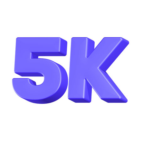 3d blue number 5k isolated over white background, 3d render