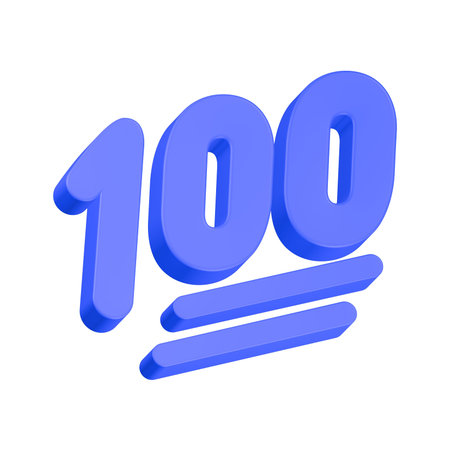 100 Years Anniversary Celebration Blue Number Isolated on White Background 3D Illustration