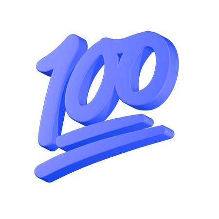 100 Years Anniversary Blue Number Isolated on White Background 3D Illustration