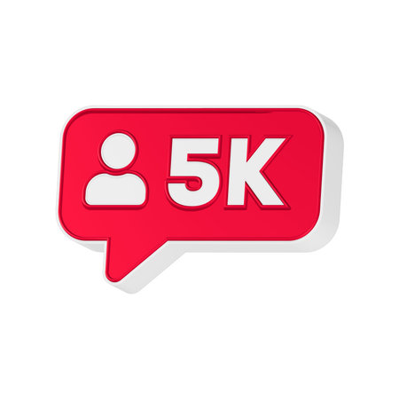 5K social media icon. Flat design. Illustration.