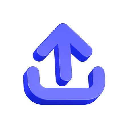 3d blue arrow icon. Isolated on white background.