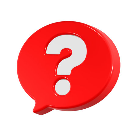 Question mark in a speech bubble, 3d render, white background