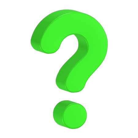 Green question mark isolated on white background. 3d render. Question mark icon.
