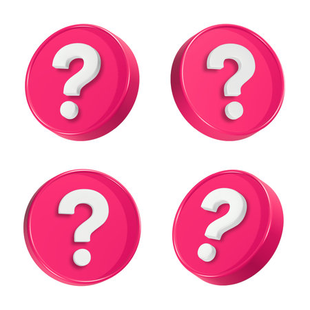 Question mark icons set. Pink question mark buttons.