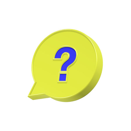 Question mark in a speech bubble on a white background. 3d rendering