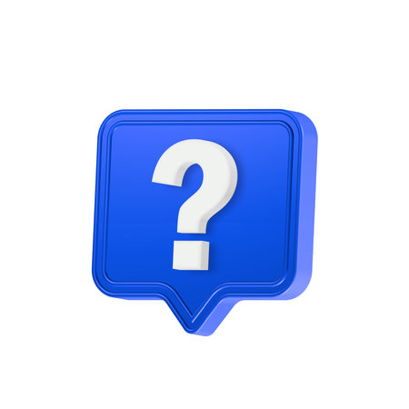 Question mark in a speech bubble on a white background.