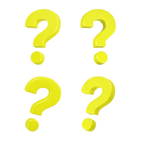 Question mark set isolated on white background. Yellow question mark.