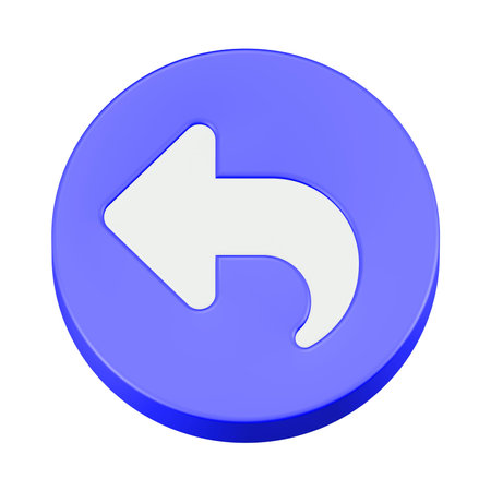Arrow left blue round button isolated over white background, 3d render