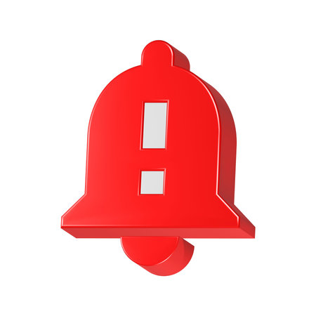 Alarm bell 3d render isolated on white background, with clipping path